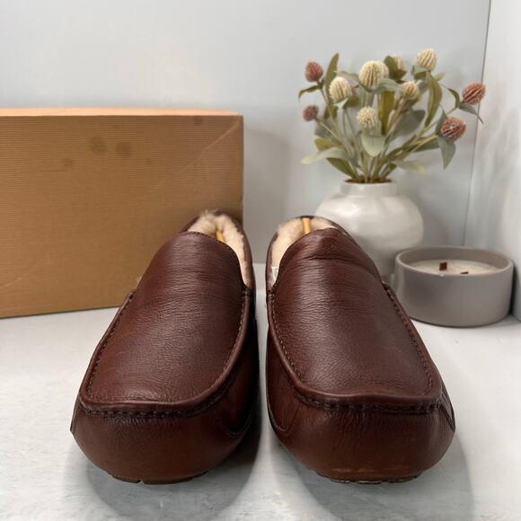 Ugg Australia Ascot Leather Sheepskin Slipper Shoes Brown 5379 Men\'s 18 NWB main image 5